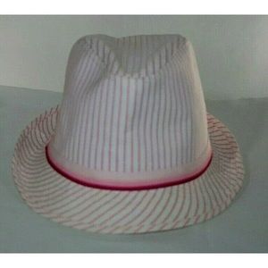 Pink strips Fedora, Trilby Stingy Brim Beach Hat